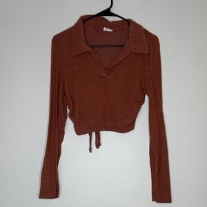 Chic Rust Long Sleeve Crop Top
